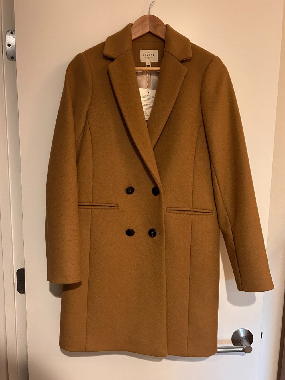 Sezane Camel Johnson Wool Coat SZ36